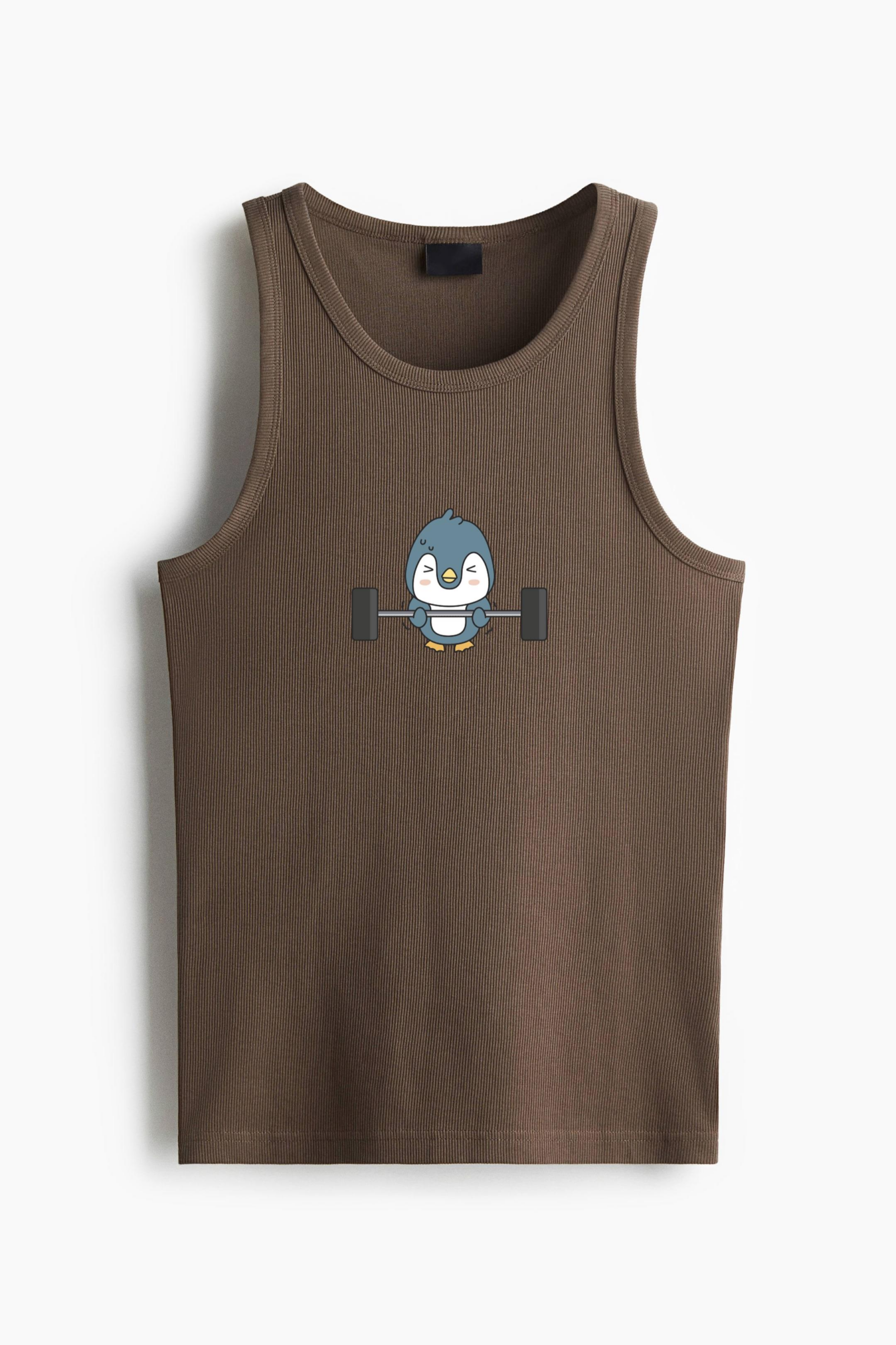 Cartoon Penguin Lifting A Barbell Classic Unisex Tank Top