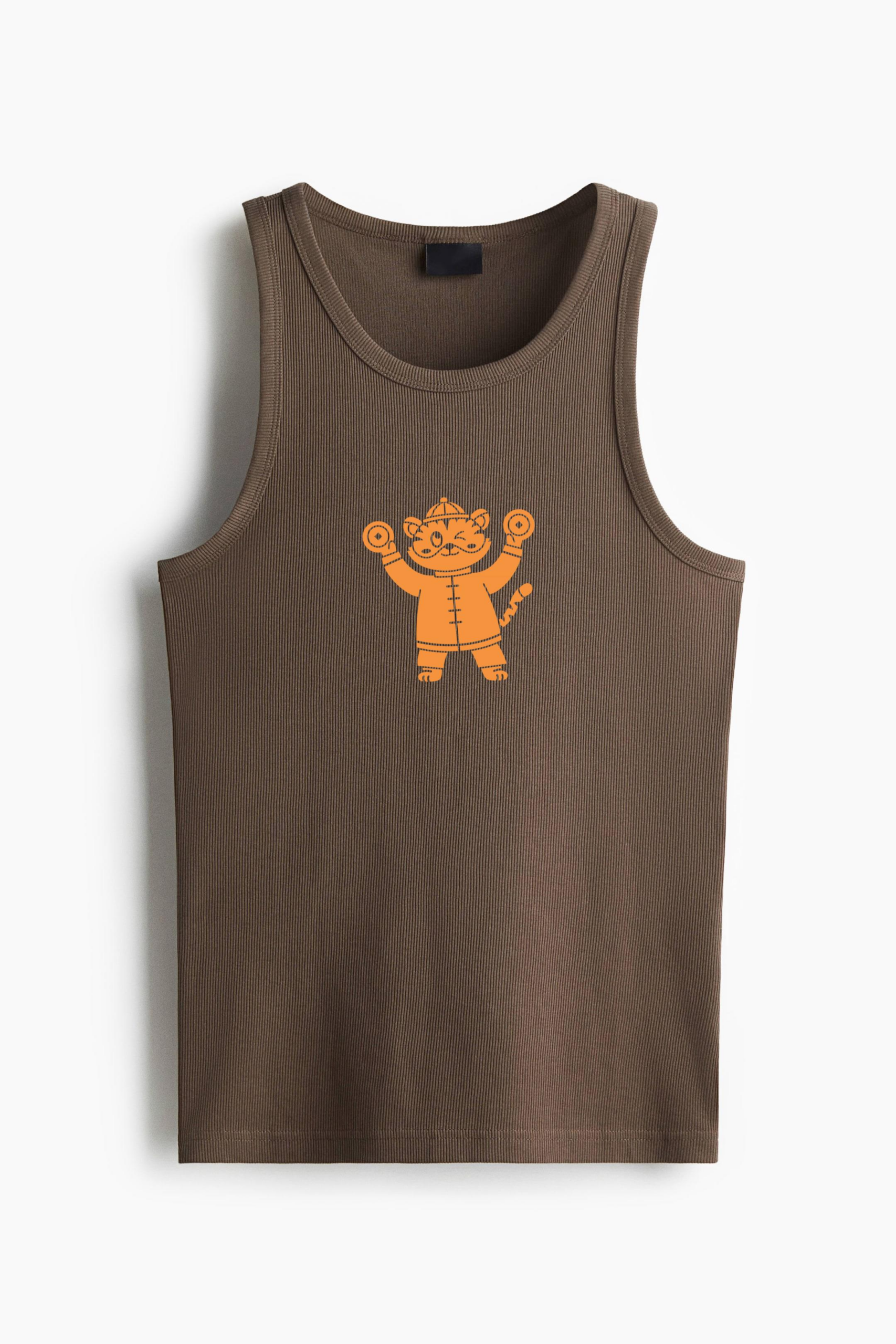 Cartoon Tiger Holding A Pair Of Dumbbells Classic Unisex Tank Top